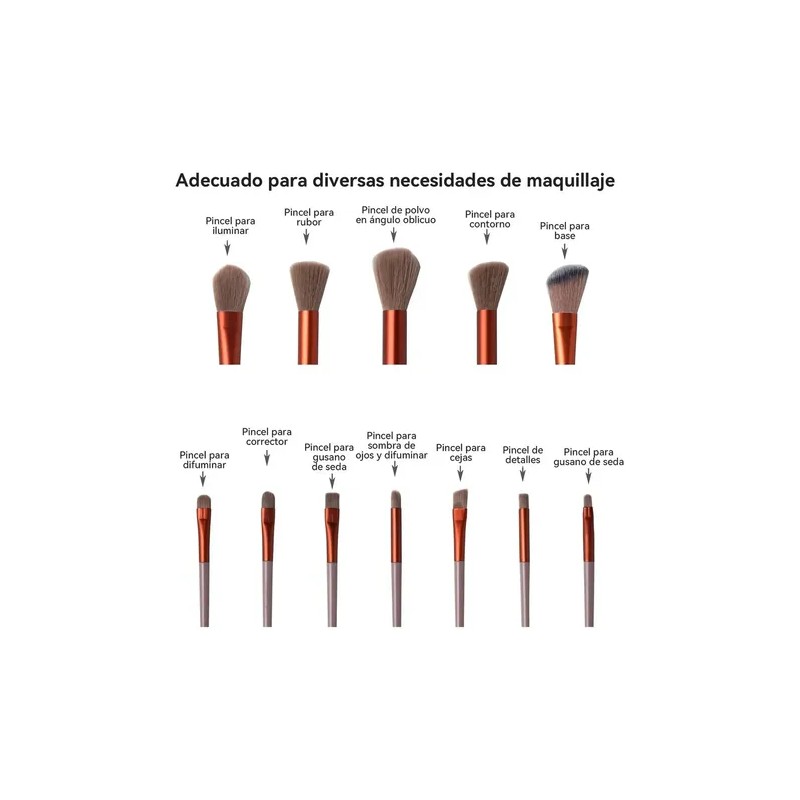 Set 13 Brochas De Maquillaje Profesional Juego De Brochas Color