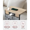 Evermagin C Shaped End Table with Charging Station, Small Couch