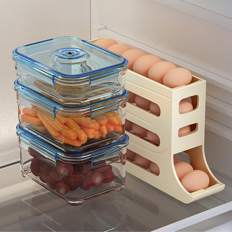 2 Pack 4-Tier Egg Holder for Fridge - Automatic Egg