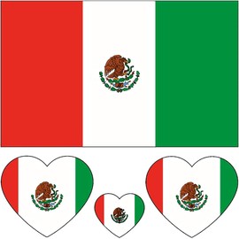 40 Tattoos: Mexican Flag, Mexico Party Favors - pegatinas temporales de tatuajes faciales para el día provisional de la campaña de tatuajes del día de la independencia de México