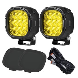 BIGLION.X 4 Inch Pair 160W 18800LM Amber Fog Lights Offroad Pods Super Bright Driving Spot With Wiring Harness IP68 12V 24V for Pickup Trucks SUV ATV UTV