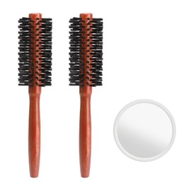 APOMOONS 2 Stück Rundhaarbürste Klein mit Kleiner Spiegel,Rundbürste Kleine Rundbürste zum Föhnen Tragbare Föhnbürste Haarbürste Rund zum Föhnen zum Trocknen, Stylen, Locken