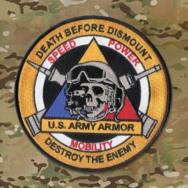 US Army Armor - (Tanker) Embroidered patch - 5" diameter with wax backing - New