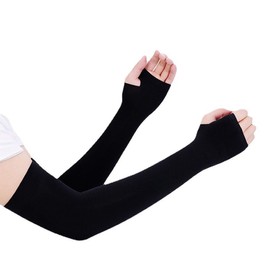 [Akkerds] アームカバーUVカット軽量UVカット指掛け式高弾力涼しい滑り止め吸汗速乾運動/運転/自転車乗り用ゆったり通気男女共通（黒） ﻿