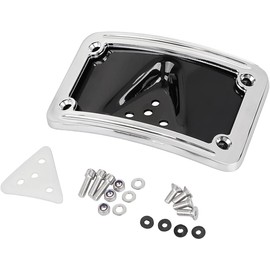 Cyreedom Motorcycle Curved Laydown License Plate Mount Kit with Frame for Harley Models with 3 Holes OEM 3184 License Mount (Chrome)