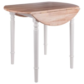 Winsome Sorella Round Double Drop Leaf Dining Table, for Dining Room, 30", Natural & White