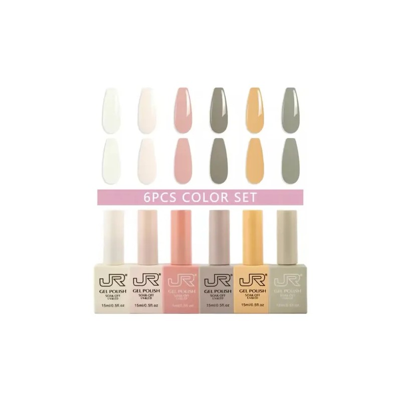 10 Gamas Gel Semipermanente Jr 6pz De 15 Ml Cuadrada