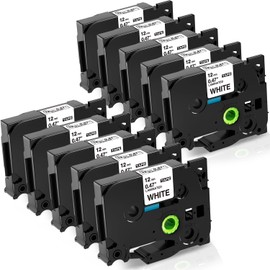 Fimax Tech 10x Compatible Label Tape Cassette TZe-231 for Brother Ptouch PT1000 PT1230PC 400 H101TB 105WB H100LB Black on White 12 mm x 8 m, Schwarz auf weiß x 10