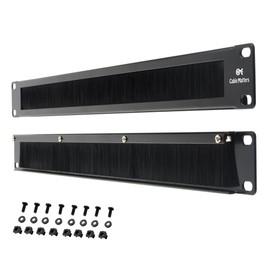 Cable Matters 2-Pack Rackmount or Wall Mount 1U 19” Brush Panel (19-inch Rack Mount Brush Panel 1U) in Black