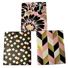 Studio C Carolina Pad Set of 3 Deluxe Poly Folders ~ Put it in Neutral (Floral Delight, Marquise Polka Dots, Chevron Fun)