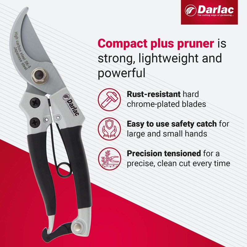 Darlac Compact Plus Pruner - Razor Sharp, Lightweight Bypass Secateurs