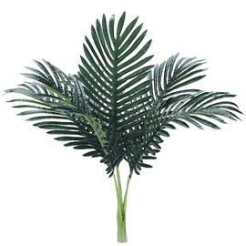 Worown 6 Pack Artificial Tropical Palm Plants Leaves with Stem, Faux Plant Leaves for Jungle Hawaii Birthday Barbecue Party Beach Theme Decorations