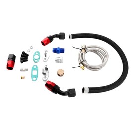 Tubo de retorno de aceite, kit de línea de alimentación de aceite turbo, línea de retorno de alimentación de aceite turbo, kit de brida de adaptador de conexión AN10 para T3 T4 GT35 T70 T66