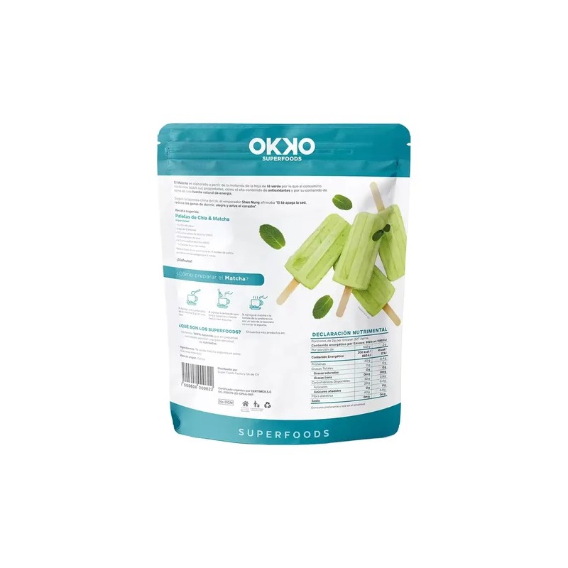 Matcha Té Verde Orgánico En Polvo 454g Okko Superfoods