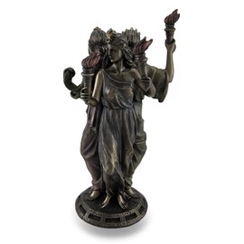 Veronese Designs 8 1/4" Tall Hecate Greek Triple Goddess of Magic Statue Cold Cast Resin Antique Bronze Finish Moon Goddess Sculpture