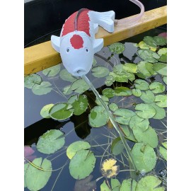SW 12" Concrete Koi fish Fountain Pond Spitter Garden pond Statue ( Fits 1/2" hose)