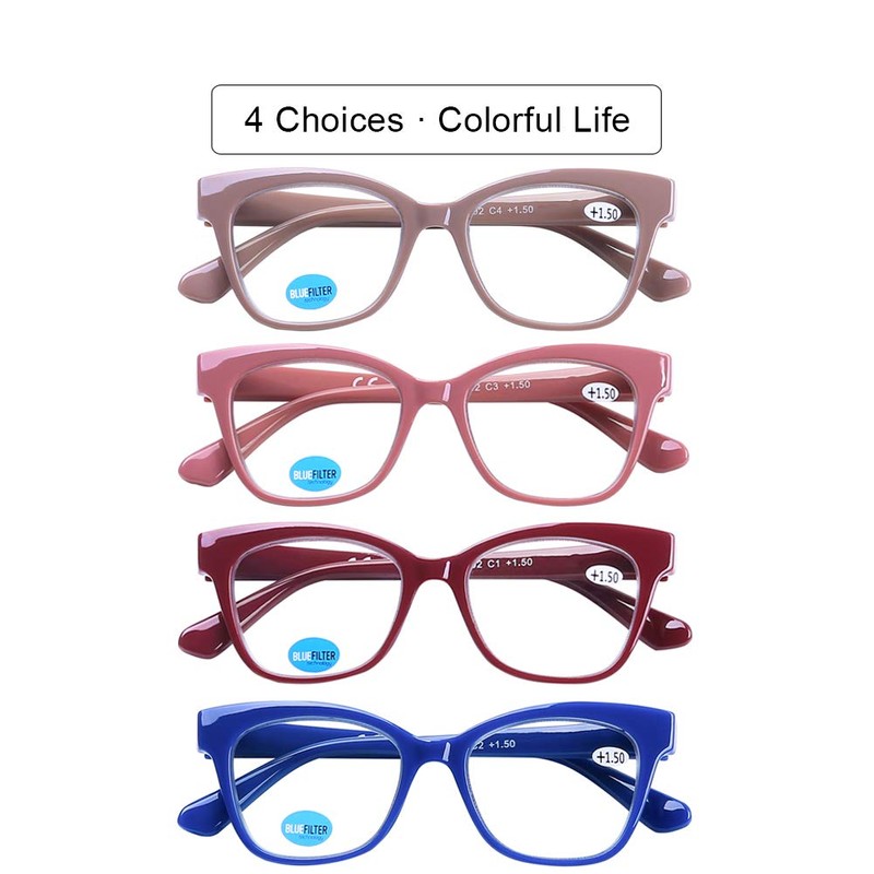 DOOViC 4-Pack Reading Glasses Blue Light Blocking Computer Readers Anti