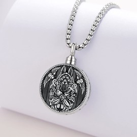 Midir&Etain Anubis Chain Women's Men's Necklace 925 Sterling Silver Egypt Ankh Pendant Necklace with Scarab Eye of Horus Egyptian Amulet Jewellery Gift, Sterling Silver