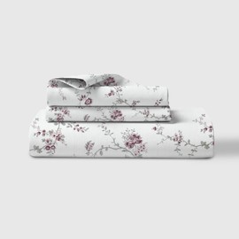 LINENWALAS 100% Cotton Percale King Size Fitted Sheet Only, Printed All Around Elastic Deep Pocket up to 40 cm Premimum Bottom Fitted Bed Sheet 150x190 CM (King, Vineyard)