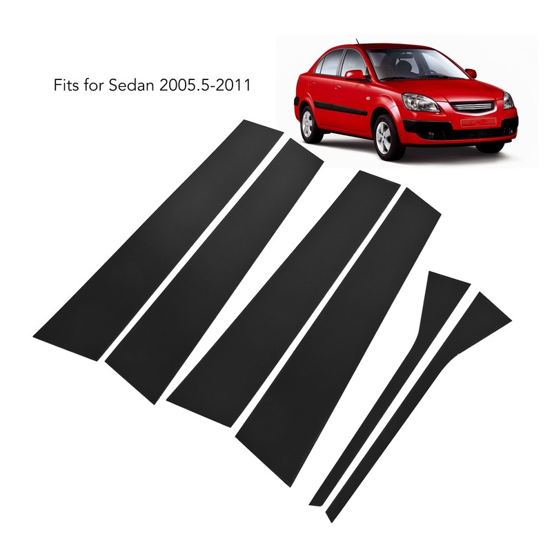 6 Pcs Side Door Window Cover Gloss Black Mirror Effect