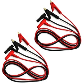 RUNCCI-YUN 4 PCS Multimeter Test Leads, Alligator Clip Cables, 4mm Banana Plug to Alligator Clip Cable, Heavy Duty Lab Test Cable, Alligator Clips (1m, Red and Black)
