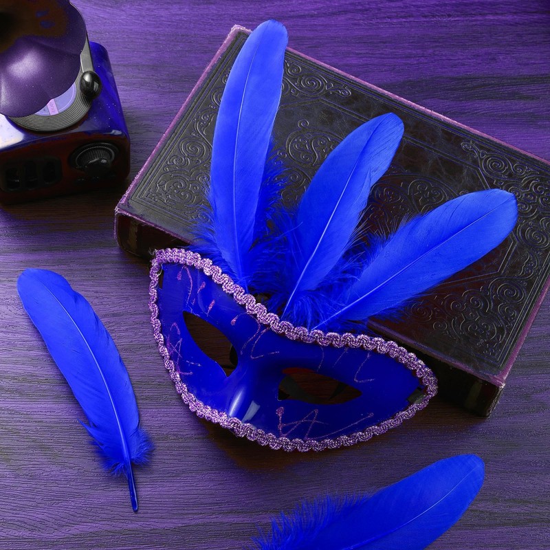 Ballinger Royal Blue Large Goose Feather Bulk for Crafts,120Pcs,6-8inch