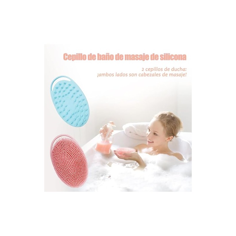2 piezas Cepillo de ducha, cepillo de masaje de silicona