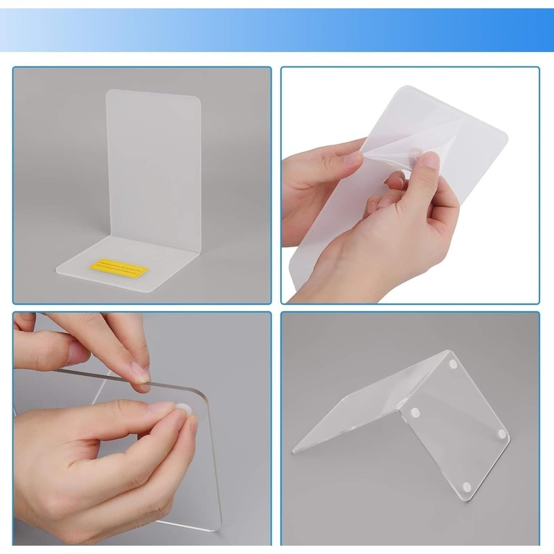 Qidexin 2 Pieces Book Ends, Acrylic Bookends, Non-Skid Book End,