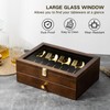 Yoimori Silverware Box, 2-Layer Wooden Silverware Storage Box with Glass