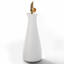 Ceramic Olive Oil Dispenser with Self-Closing Gold Spout - No Spill Matte White Ceramic Oil Dispenser for Kitchen - Ceramic Olive Oil Dispenser Bottle for Kitchen - Ceramic Olive Oil Bottle Dispenser