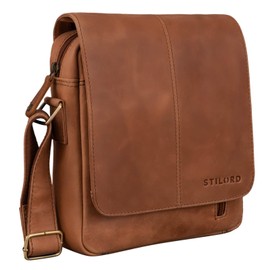 STILORD 'Matt' Leather Bag for Men Small Vintage Shoulder Messenger Bag Vintage Genuine Leather, Taranto - Brown
