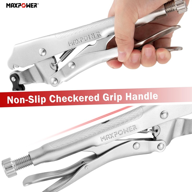 MAXPOWER Locking Chain Clamp, 9-Inch Locking Chain Pliers with 47.2”