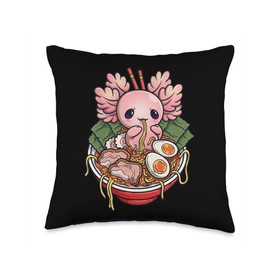 Kawaii Axolotl Ramen Japanese Noodle Anime Throw Pillow