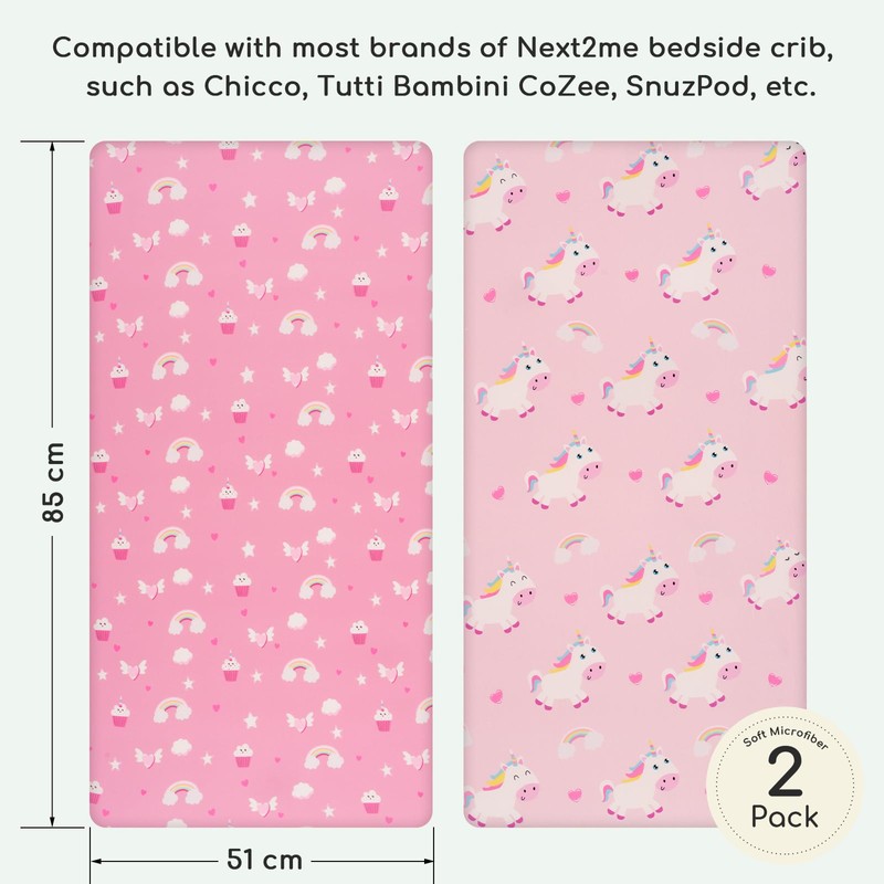 Yukkidds Next to Me Crib Sheets Fitted 83x50cm Baby Bedside