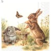 20 Napkins Playing Rabbits in the Grass as Table Decoration for Easter 33 x 33 cm