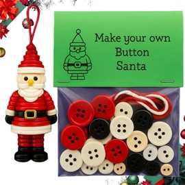 DIYS Button Christmas Ornament Kit,Christmas Decorations Home, Santa Claus Christmas Buttons,Cute Santa Claus Buttons Craft Pendant Ornament Kit,Make Your Own Tree Decorations for Craft Enthusiasts