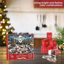 Ajuanbazha Puzzle Adventskalender 2024, Weihnachtskrippe Puzzle 1008 Teile, Weihnachtsdeko für Weihnachts Countdown, Weihnachtsgeschenke für Erwachsene und Kinder (A)