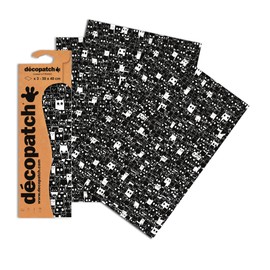 Décopatch - Ref C772O - Black & White Cats Paper Pack - Each Sheet 30 x 40cm, Pack of 3 Paper Sheets - Best Used With Décopach Glue & Varnish, Black & White