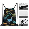 Richugui colorful Bags Drawstring Backpack Cartoon Dinosaur Drawstring Sports Gym