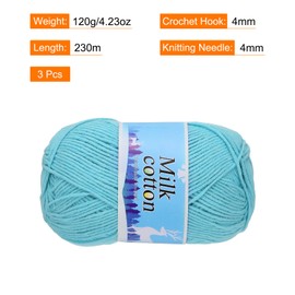 Rebower Cotton Yarn,60% Cotton and 40% Acrylic Fibers Soft Knitting Yarn [for Hand DIY Bag Cushion Crocheting Knitting Projects Home Decor], -3 Skeins/3×252yards/3×4.23oz/Sky Blue