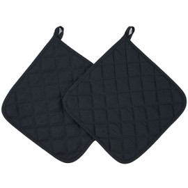 'ZOLLNER® Set of 2 Pot Holders/Oven cloth/Oven Cloths/Heat Resistant Coasters, Size approx. 24 x 24 cm Black/White – Available in Black or Grey Stripe Available, Paolo "