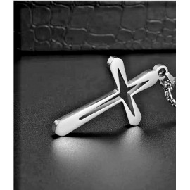 Fashion Jewelry 2" Large PRAY HOPE BLESS FAITH CROSS Pendant On 925 Plated Silver 26" Chain Men