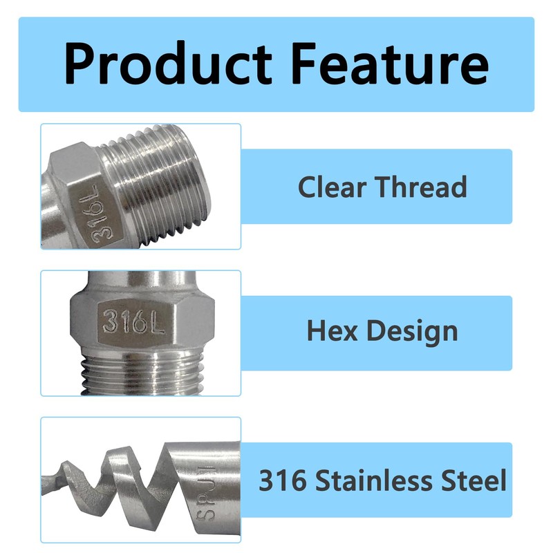 Fitvell 1/4" Male Spiral Cone Atomization Nozzle 316 Stainless Steel