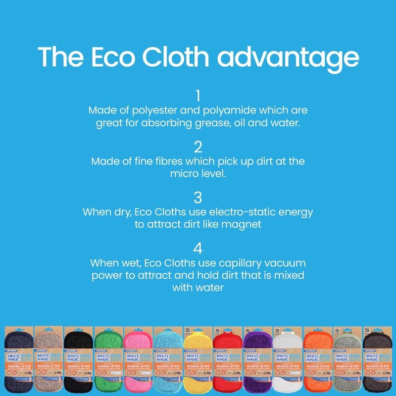 White Magic Eco Cloth Washing Up Pad 3 pack, Neutral