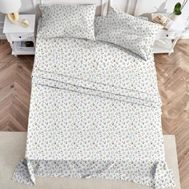 MUXHOMO Queen Size 4 Piece Sheet Set, Soft Breathable Bed Sheet Set for Bedroom with Deep Pocket Up to 16", Wrinkle-Free & Cooling Bedding for Oeko-TEX Certified - Wildflower Green