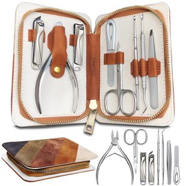 SG Nekoo Nail Clipper Manicure Kit - 8 Pieces Manicure Set, Professional Stainless Steel Pedicure Kit for Women Men, Facial Fingernail Toe Nail Care Grooming Kit with Travel Case (ZJDTZ8P)