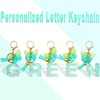 Alphabet Initial Letter Keychains for Women Green Tassel Butterfly Pendant