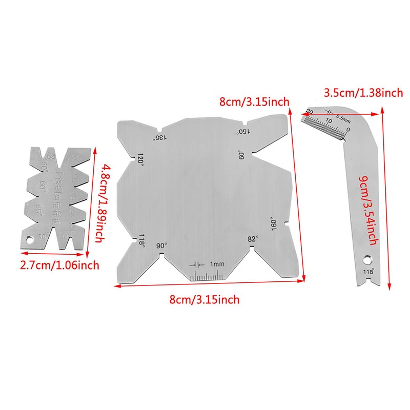 QANYEGN 3Pcs Drill Bit Angle Gauges, Stainless Steel Drill Sharpener