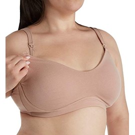 Leading Lady Women's Cotton Sport Wirefree Nursing Bra, Warm Taupe, 40DDD