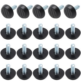 Auvotuis 20 Pcs M6 Adjustable Furniture Levelers Screw On Furniture Glide Leveling Foot Screw in Threaded for Chair, Table, Furniture Legs (M6 x 15mm)